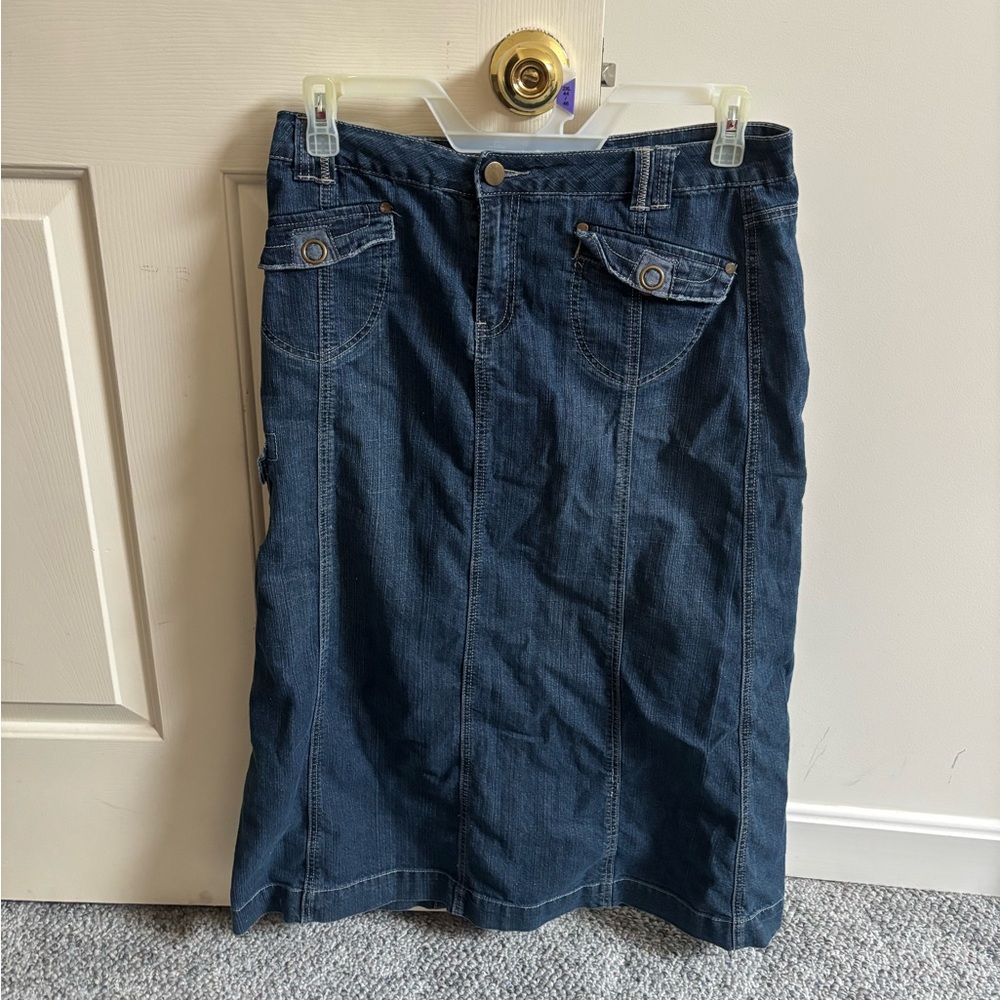 Denim midi skirt